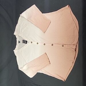 Torrid Women’s Blush Dip-Dye Brushed Waffle Knit Button Up Sweater Size 3X NWT